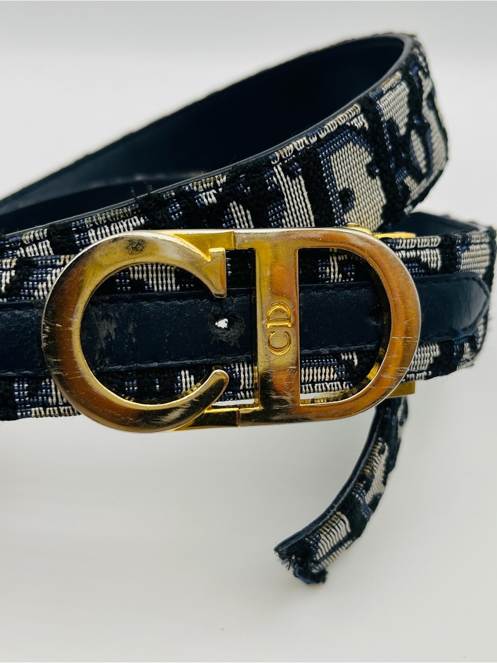 Dior Black Leather Logo Strap Belt